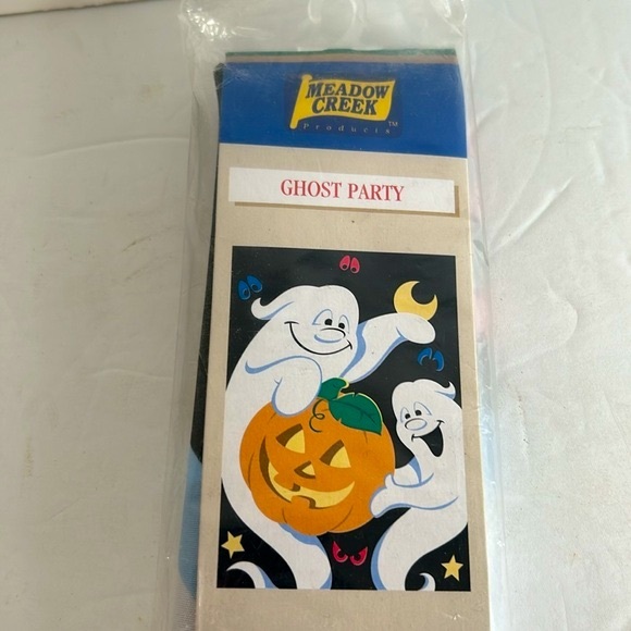 Meadow Creek Vintage Halloween NOS Sealed Set of 3 Decorative Flags 28” x 40” - Picture 7 of 15